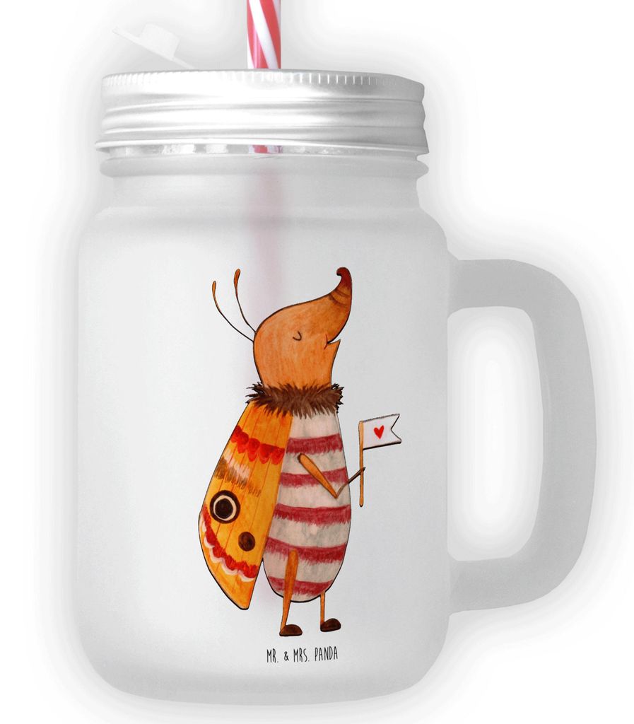 Mr. & Mrs. Panda Glas Nachtfalter Fähnchen - Transparent - Geschenk, Spruch Witzig, Lustig, Küche Deko, Mason Jar, Cocktailglas, Trinkglas, Lusti...