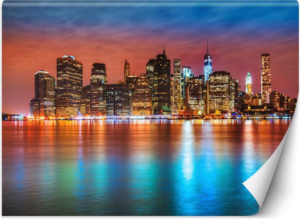 Vlies fototapete Manhattan bei Nacht 250x175 cm Feeby Blau inkl. Kleber einfache Montage