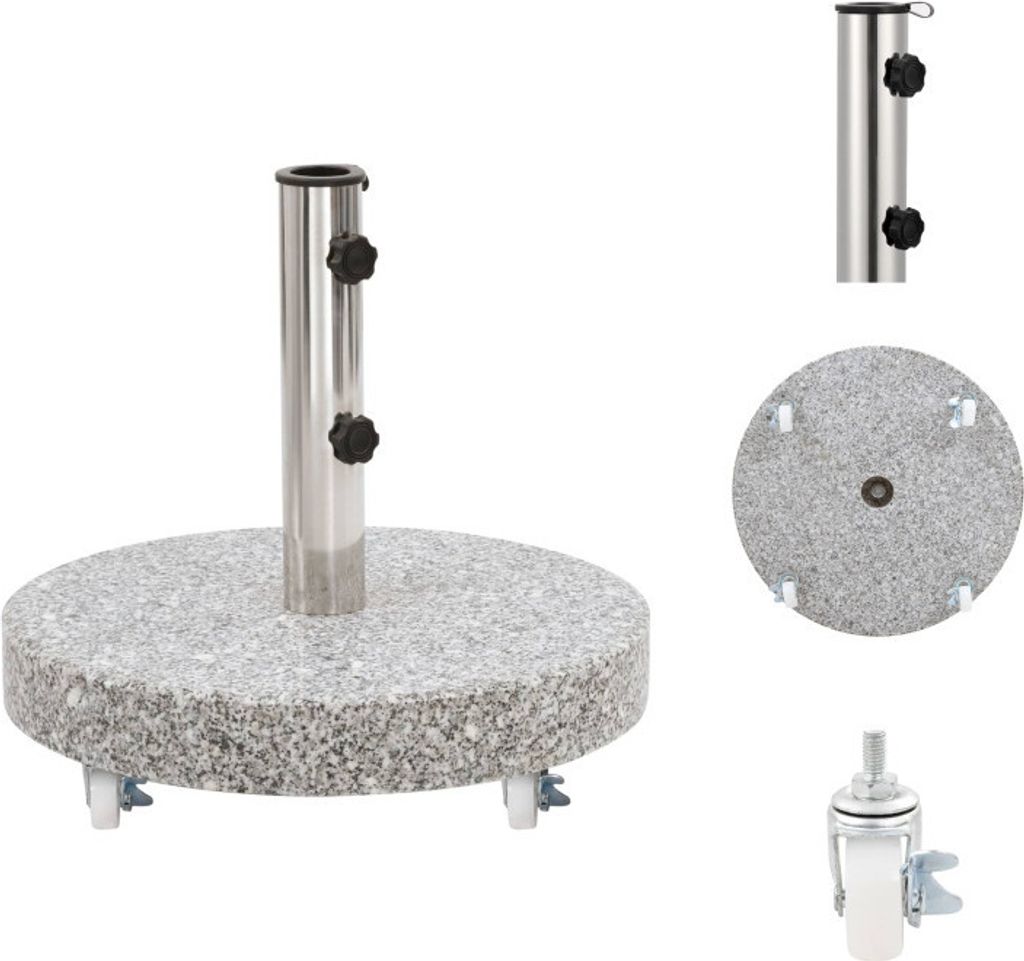 vidaXL Sonnenschirmständer Granit 30 kg Rund Grau - Sonnenschirmständer