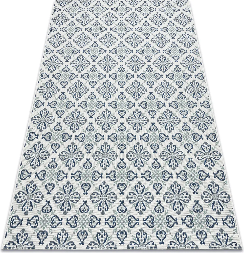 Tapis en corde Sisal Color 19246/969 Fleurs Blanc 140x200 cm - Robuste