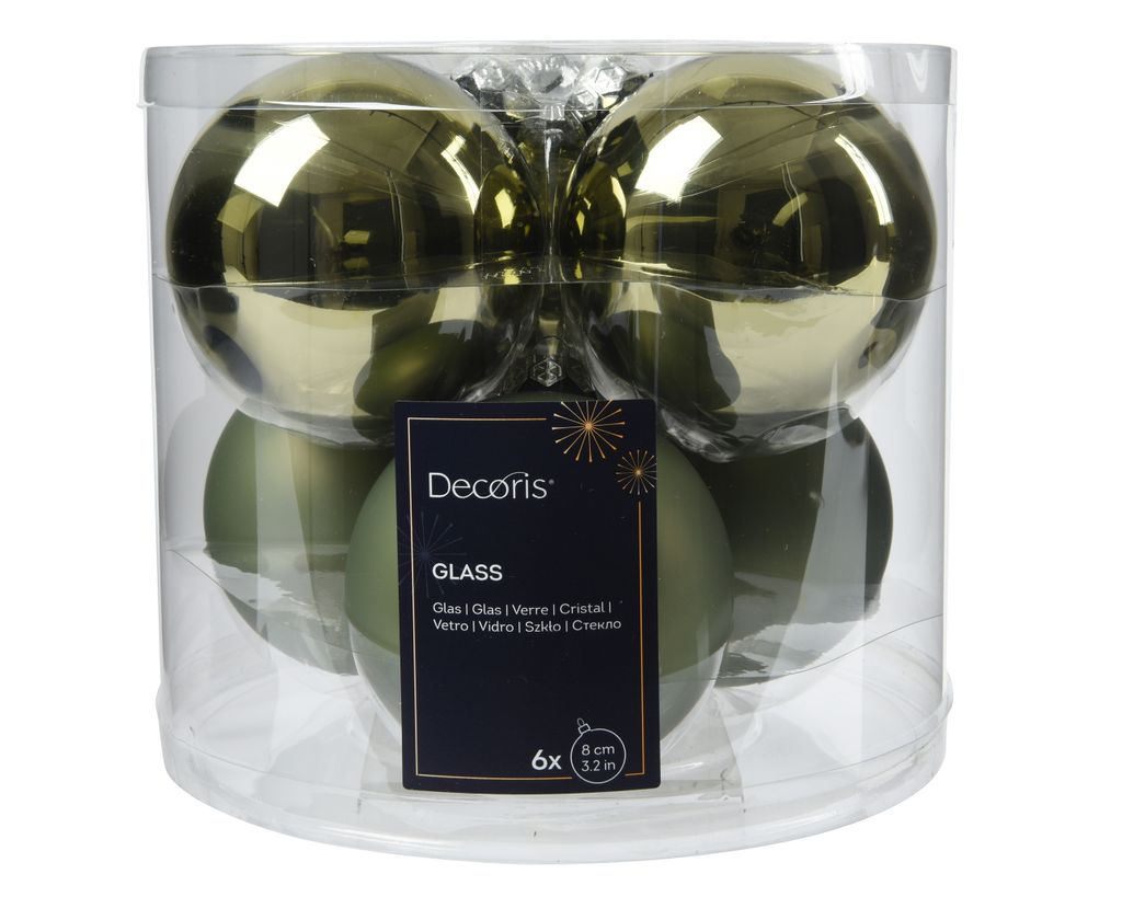 Weihnachtskugeln Glas 8cm 6 Stück - Rosmarin Produktbild 