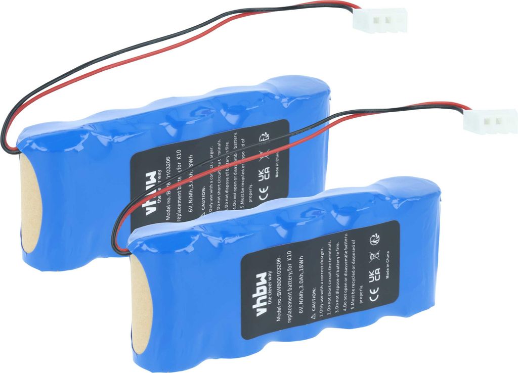 vhbw 2x Akku kompatibel mit Bosch Rollfix D861E, FDD087, D962E, D963P, FDD087D, D870E, 861E Werkzeug (3000 mAh, NiMH, 6 V)
