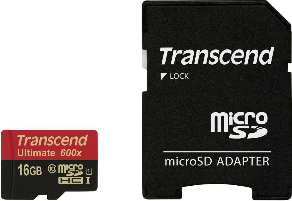 Transcend MicroSDHC 16GB MLC 600x Class 10 UHS-I Ultra Rapide + Support