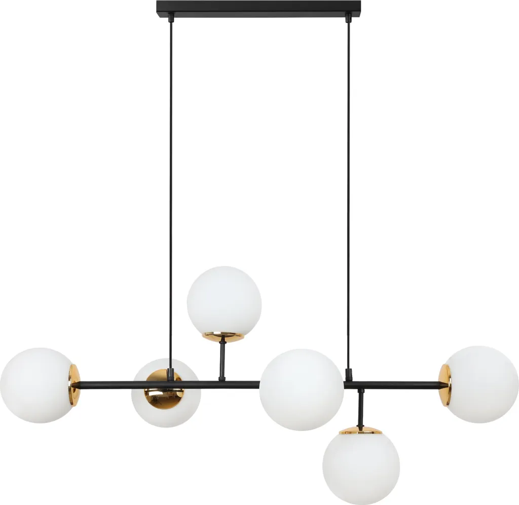 Plafoniera Siena Nero Oro 6 Luci E14 - Lampada Soffitto Bracci Lunghi