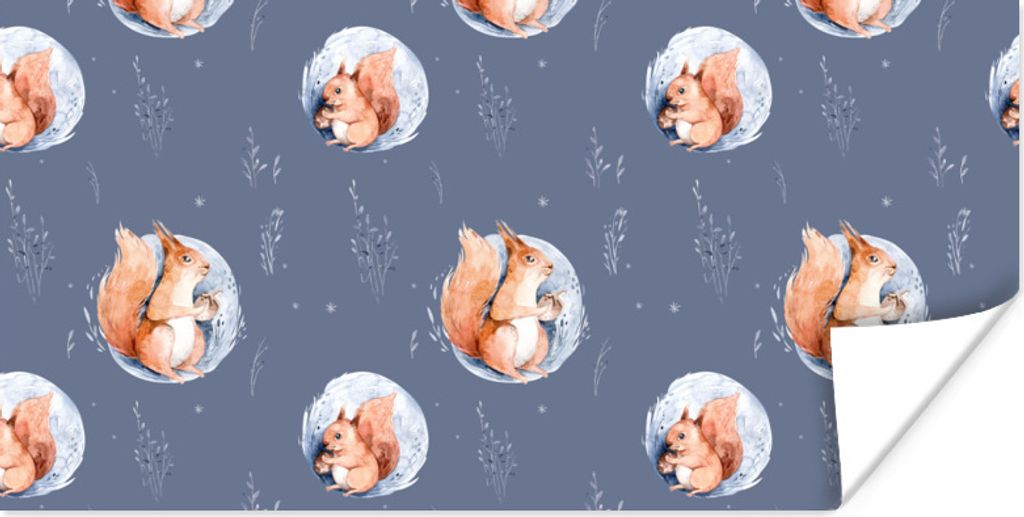 MuchoWow Poster Winter - Eichhörnchen - Blase 120x60 cm - Bild