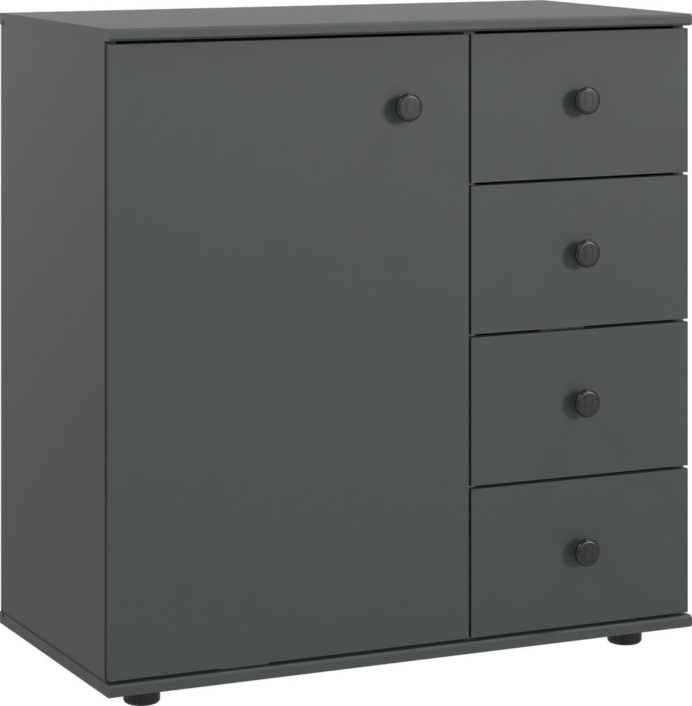 Kombikommode >Chalet< 1 Tür, 4 Schubladen, Graphit - 81x83x41cm (BxHxT)