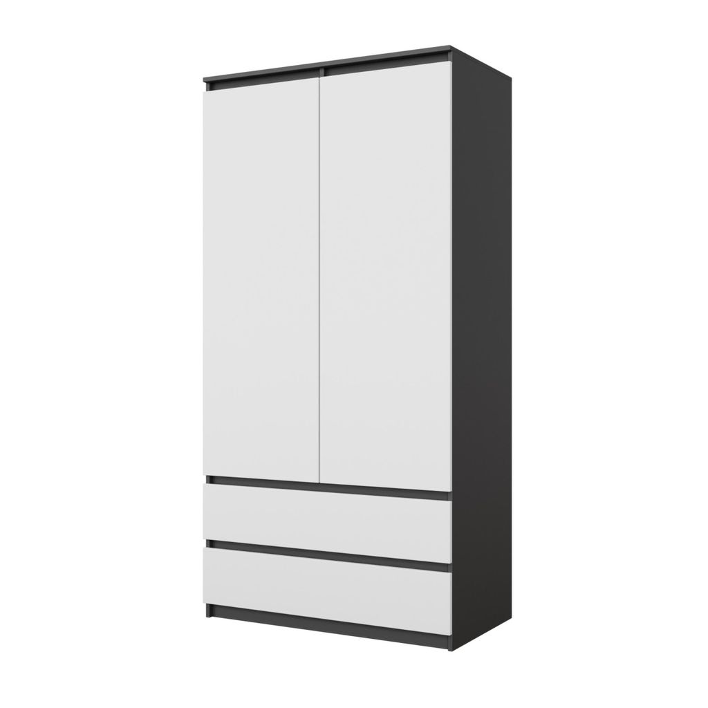 Kledingkast antraciet/wit mat – Tweedeurskast voor de Productafbeelding 