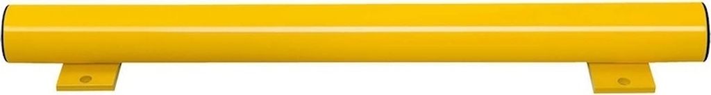 PROREGAL Unterfahrschut Balken | Inkl. 2 Bodenplatten | HxBxØ 8,6x75x7,6cm | Kunststoffbeschichteter Stahl | Gelb