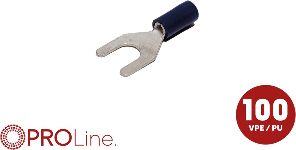 Gabelkabelschuh 1,5mm²-2,5mm²/6.4mm blau 100 Stück