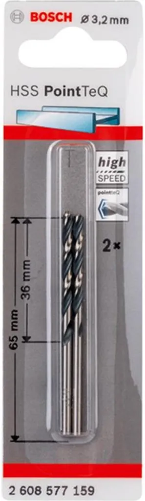 Punta Bosch HSS PointTeQ 3,2 mm DIN 338 | Foratura Rapida Metallo 2 pz