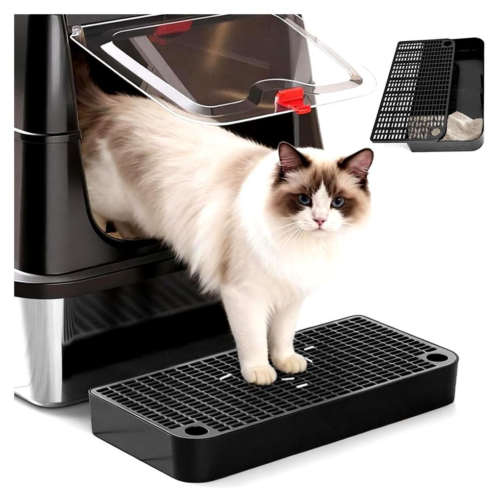 Katzenrampe für Katzentoiletten, Stufen mit Filterfunktion und rutschfesten Gummifüßen, Rampe für Katzenstreu für kleine und ältere Katzen (S...