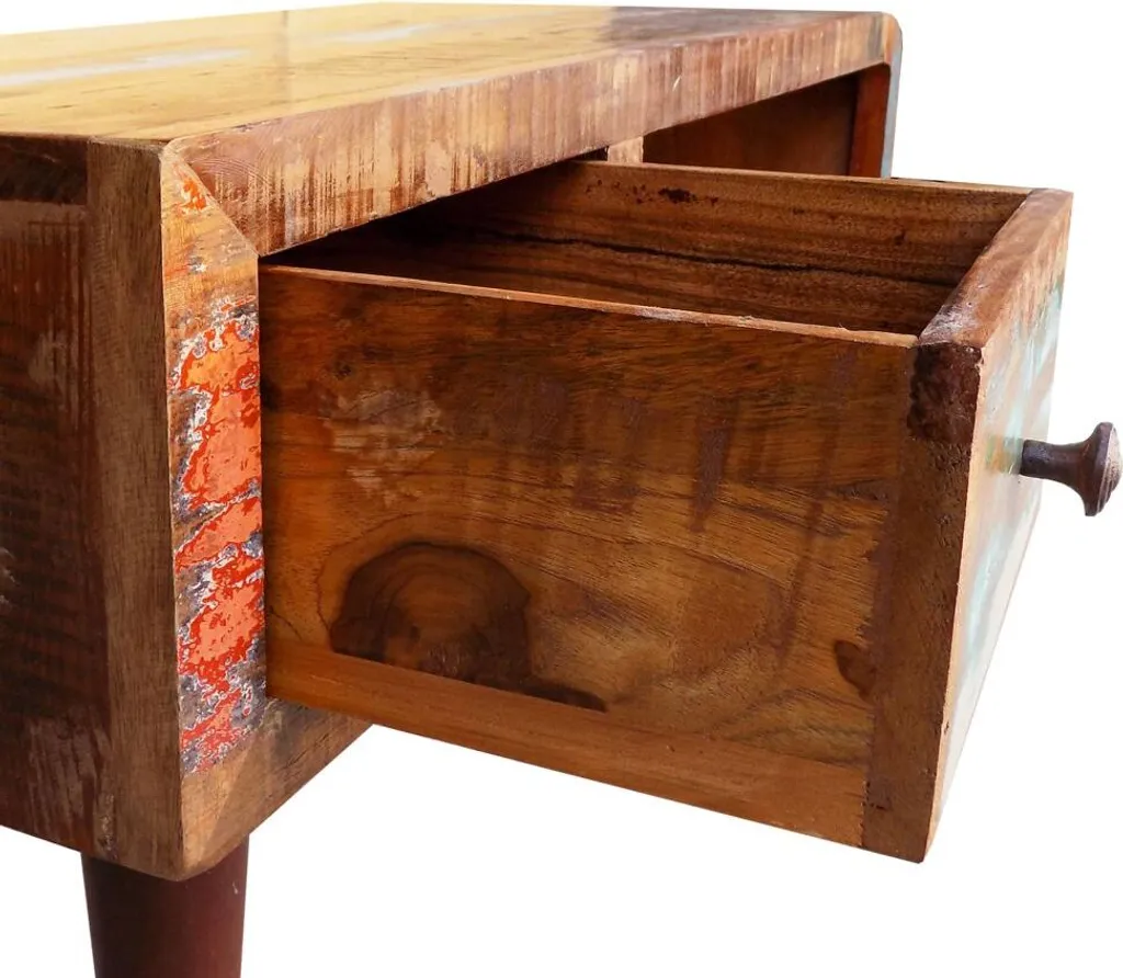 Table Basse de Salon Rectangulaire Bois de Récupération avec Rangement - 9