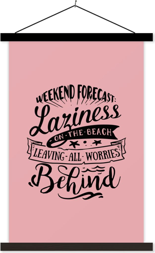 MuchoWow Textilposter Sommer - Sprichwörter - Rosa - Seestern 60x90 cm mit schwarzem Rahmen - Poster Wohnzimmer