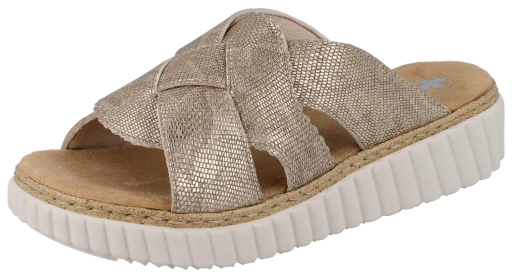 RIEKER Damen Pantolette beige gold metallic Kunstleder - Produktbild 