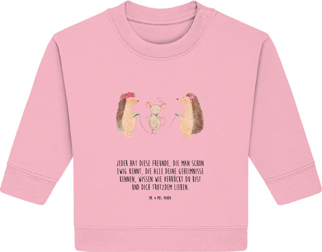 Mr. & Mrs. Panda Organic Baby Pullover Igel Seilhüpfen 6. - 12. Monat - Baumwolle Pink - Geschenk, Kindergarten, Seilspringen, Lustige Sprüche, B...
