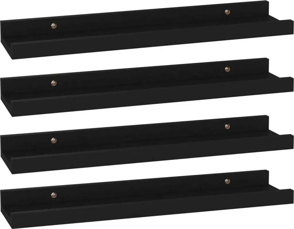 Set 4 Mensole Nere da Parete 40 cm - Arredo Minimal Chic Soggiorno