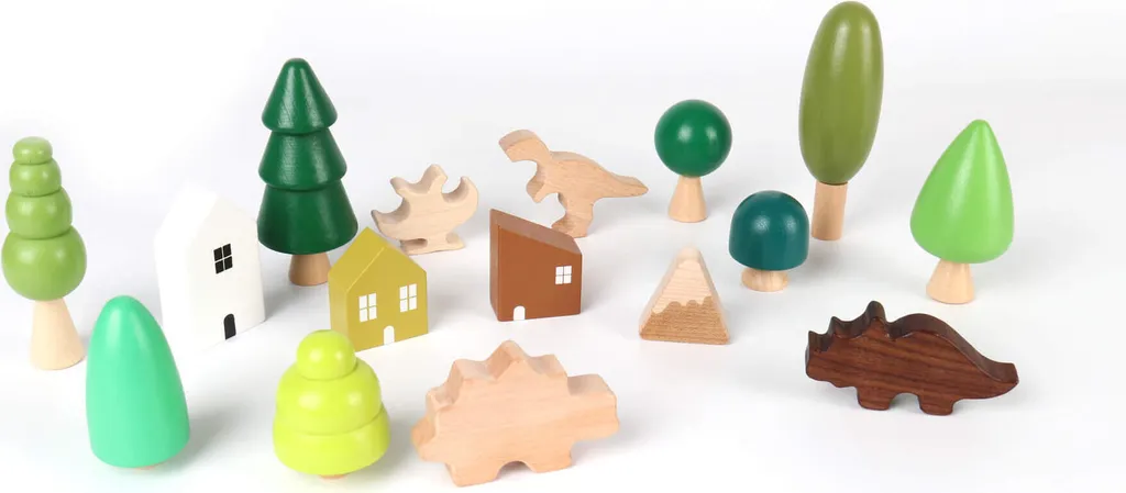 Jouet forêt et dinosaures Rebecca Mobili Kunzea en bois pour enfant