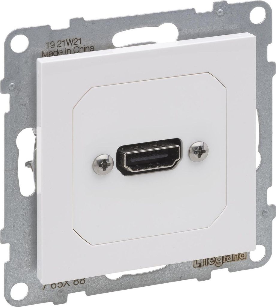 Legrand SEANO HDMI 1.3 Anschlusseinheit vorverdrahtet, Einsatz inklusive Abdeckung, Kabel 15cm, Ultraweiß, 765188