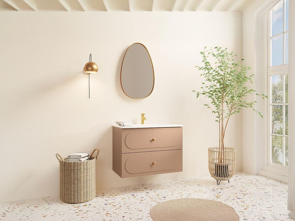Badezimmer-Wandschrank für Waschbecken - Altrosa - 80 cm - SATOBAL