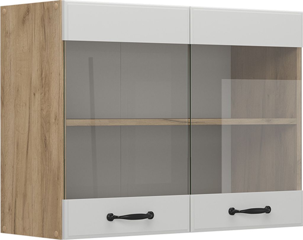 Küchenglasschrank Vicco R-Line Weiß Landhaus 80 cm, Model Produktbild 