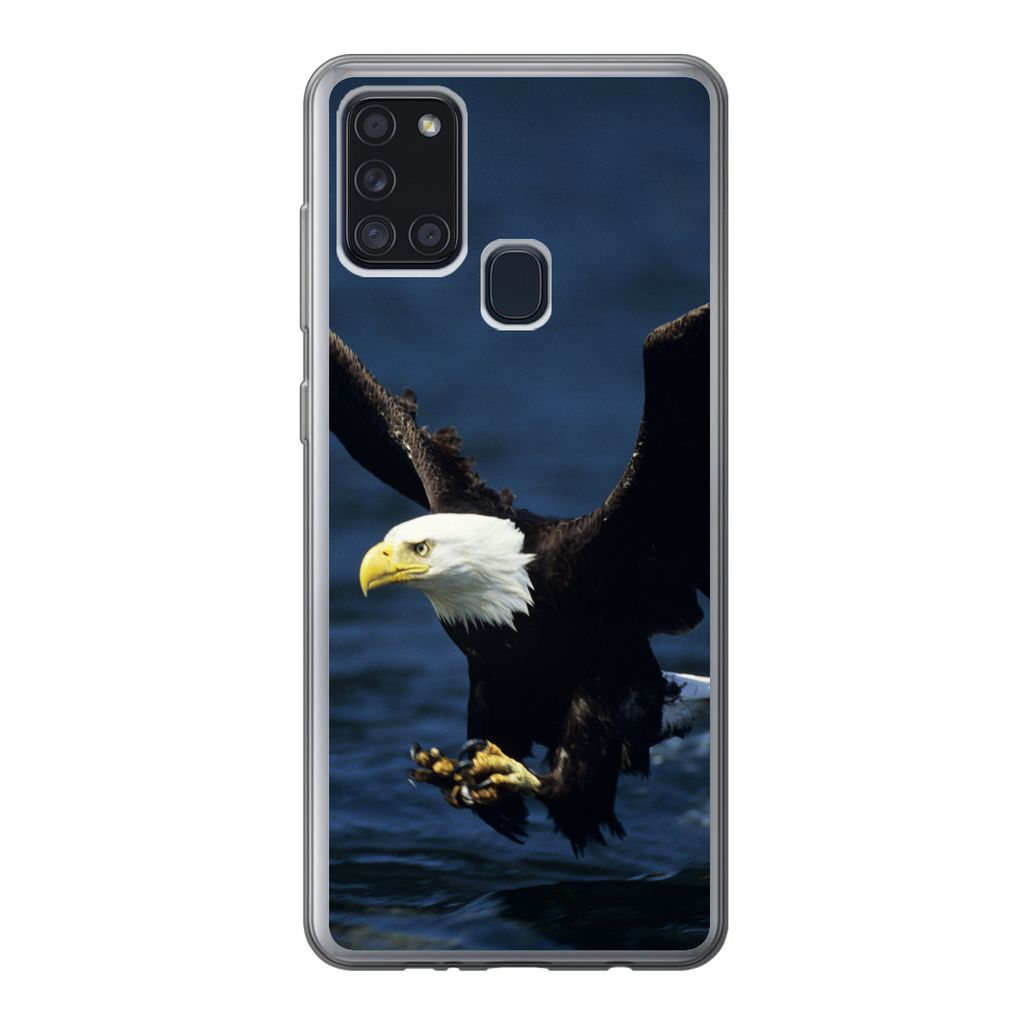 MuchoWow Handyhülle Schutzhülle Hülle für Samsung Galaxy A21s Adler - Nahaufnahme - Wasser Silikon Softcase Handy Hülle - Hartschale