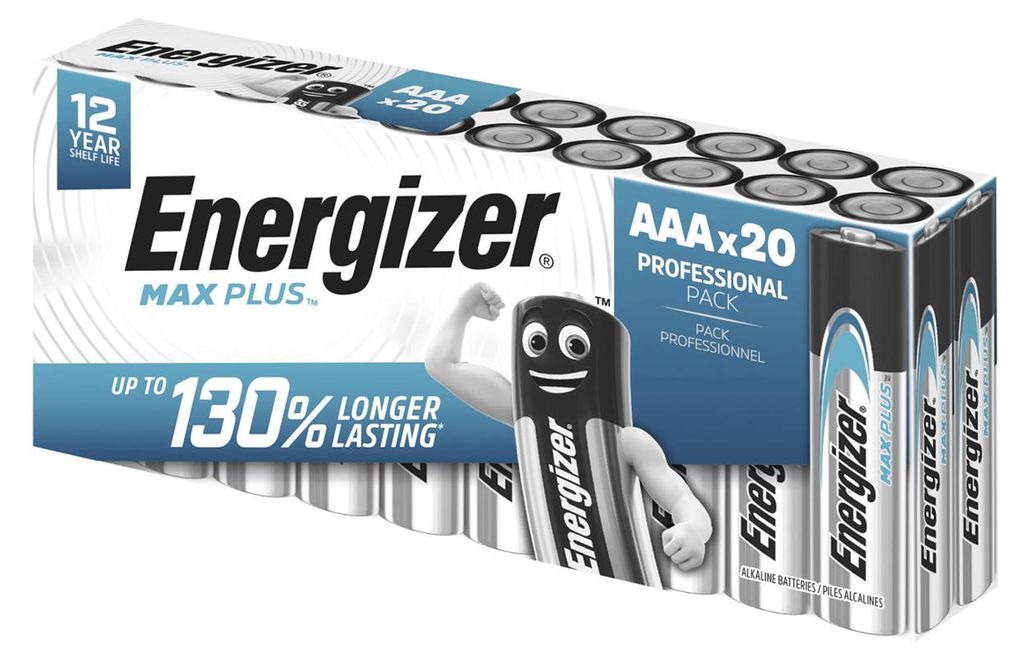Energizer Max Plus LR03 Micro AAA Batterie 20er Karton Produktbild 
