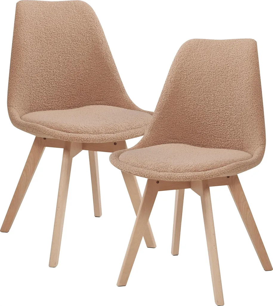Sedia da Pranzo Fläten Bouclé Taupe Set 2: Eleganza Glamour per Casa