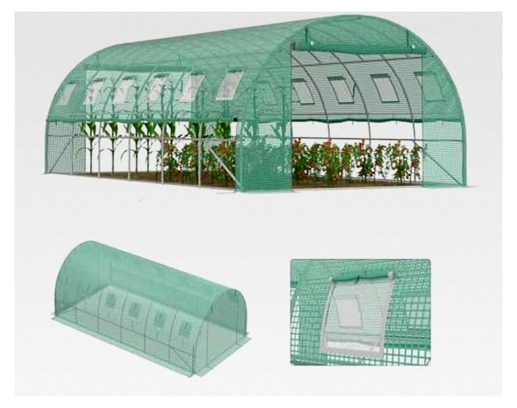 Foliengewächshaus Tunnelgewächshaus Tomatenhaus 3x6x2 m, begehbares Gartengewächshaus mit Fenstern und Reißverschlusstüren