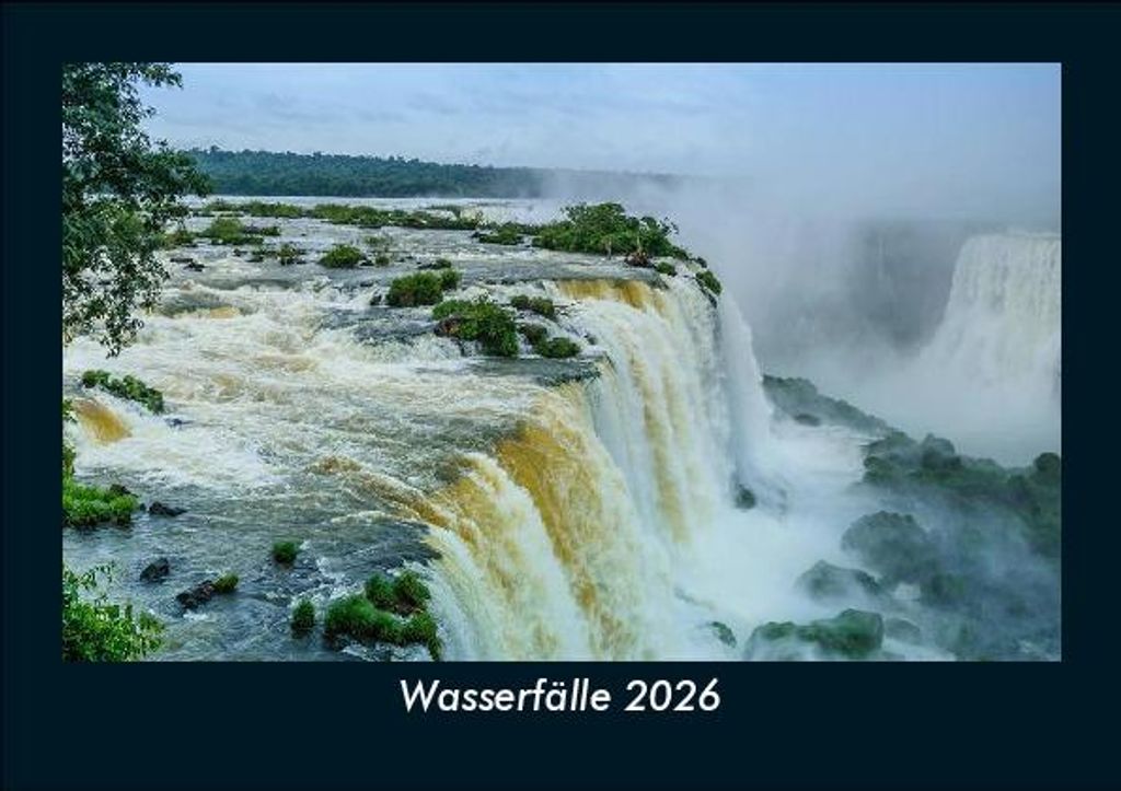Wasserfälle 2026 Fotokalender - Querformat DIN A5, Monatskalender mit Bild-Motiven aus Fauna und Flora, Natur, Blumen und Pflanzen