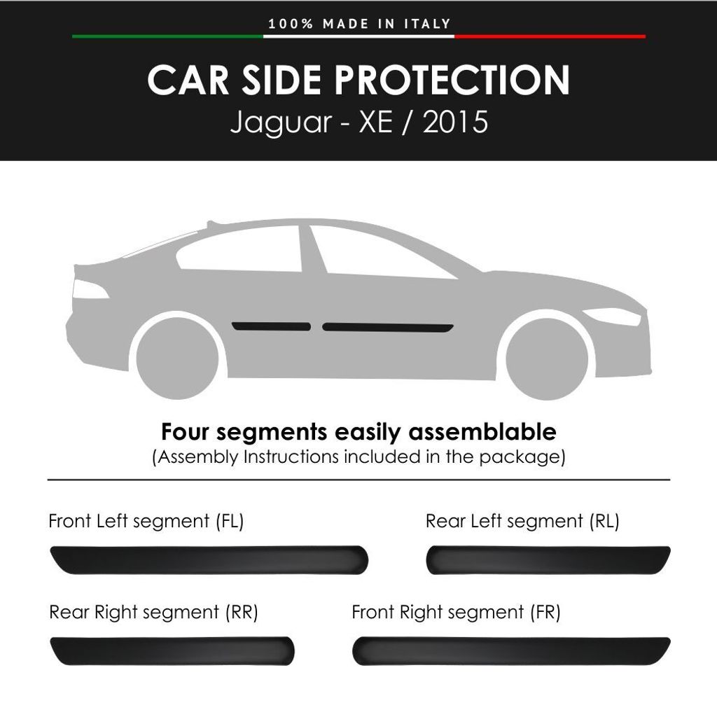 Seitenleisten Stoßfänger für Jaguar XE 2015 mit doppelseitigem Aufkleber 3M