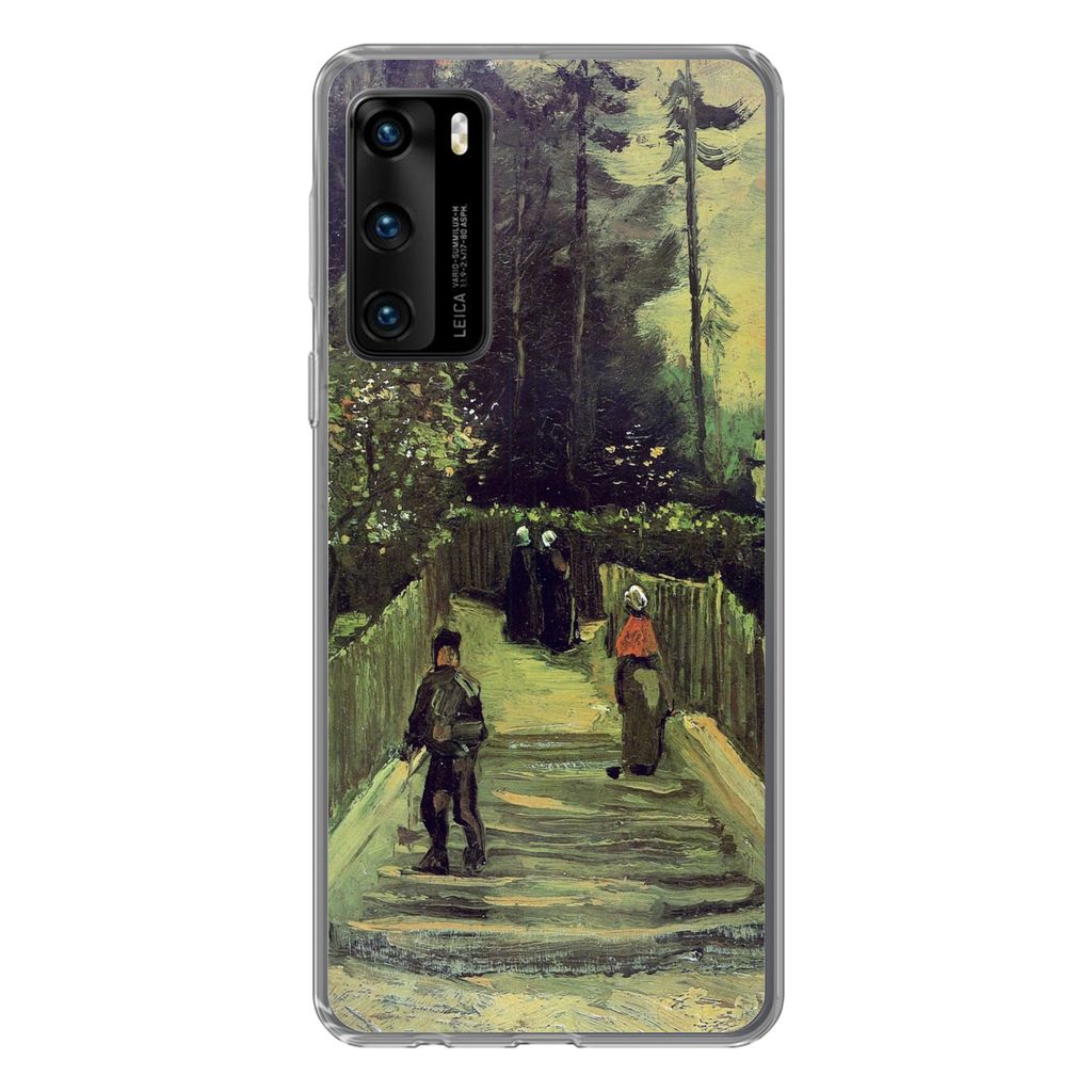 MuchoWow Handyhülle Schutzhülle Hülle für Huawei P40 Schräger Weg in Montmartre - Vincent van Gogh Silikon Softcase Handy Hülle - Handytasche
