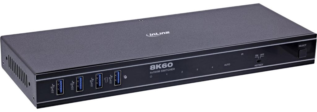 InLine KVM Switch - 4-fach - HDMI - 8K@60Hz - USB 3.2 - mit IR & RS-232