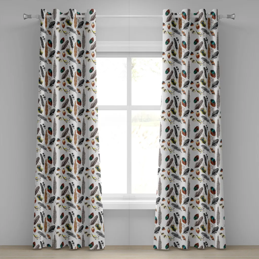 Rideau tamisant plumes pour plus d'intimité - 2 Panneaux 280x175 cm Gris