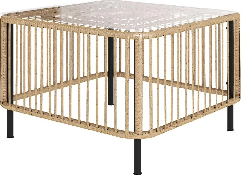 Table basse extérieure facile d'entretien en polyrotin aspect bois