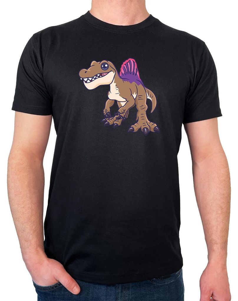 Huuraa Herren T-Shirt Spinosaurus Dinosaurier XL Black Bio Baumwolle Fairtrade Herrenshirt Geschenkidee