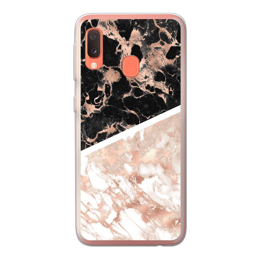 MuchoWow Handyhülle Schutzhülle Hülle für Samsung Galaxy A20e Marmor - Rosa - Weiß - Schwarz Silikon Softcase Handy Hülle - Abdeckung