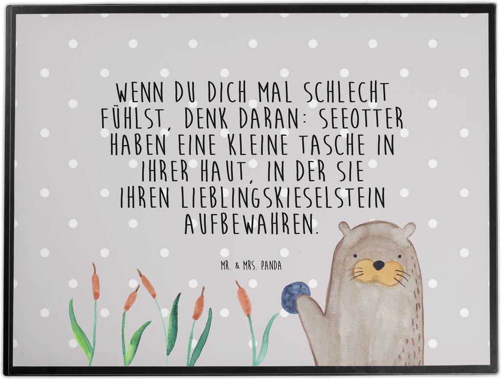 Mr. & Mrs. Panda Schreibtischunterlage Otter Stein - Grau Pastell - Geschenk, malunterlage, Fun Facts, Witzige Fakten, Unterlage Schreibtisch, Seeo...