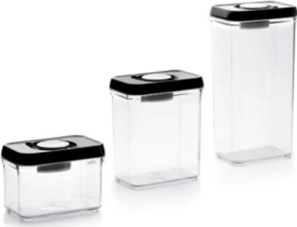 Set 3 Boîtes Conservation Hermétiques Ibili Acier Inox Noir et Argent