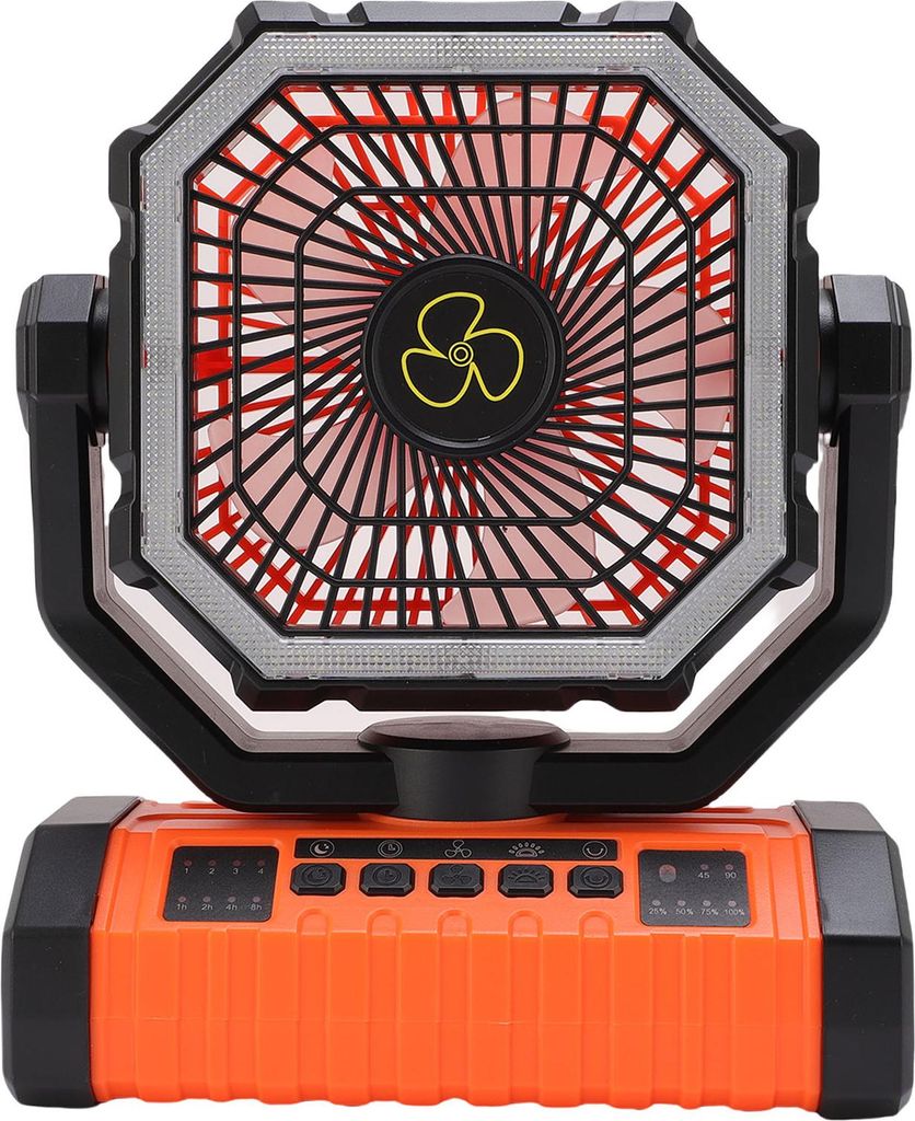 Batteriebetriebener Ventilator 20000mAh Wiederaufladbar 360 Rotation Haken USB Outdoor-Zeltventilator mit LED-Licht