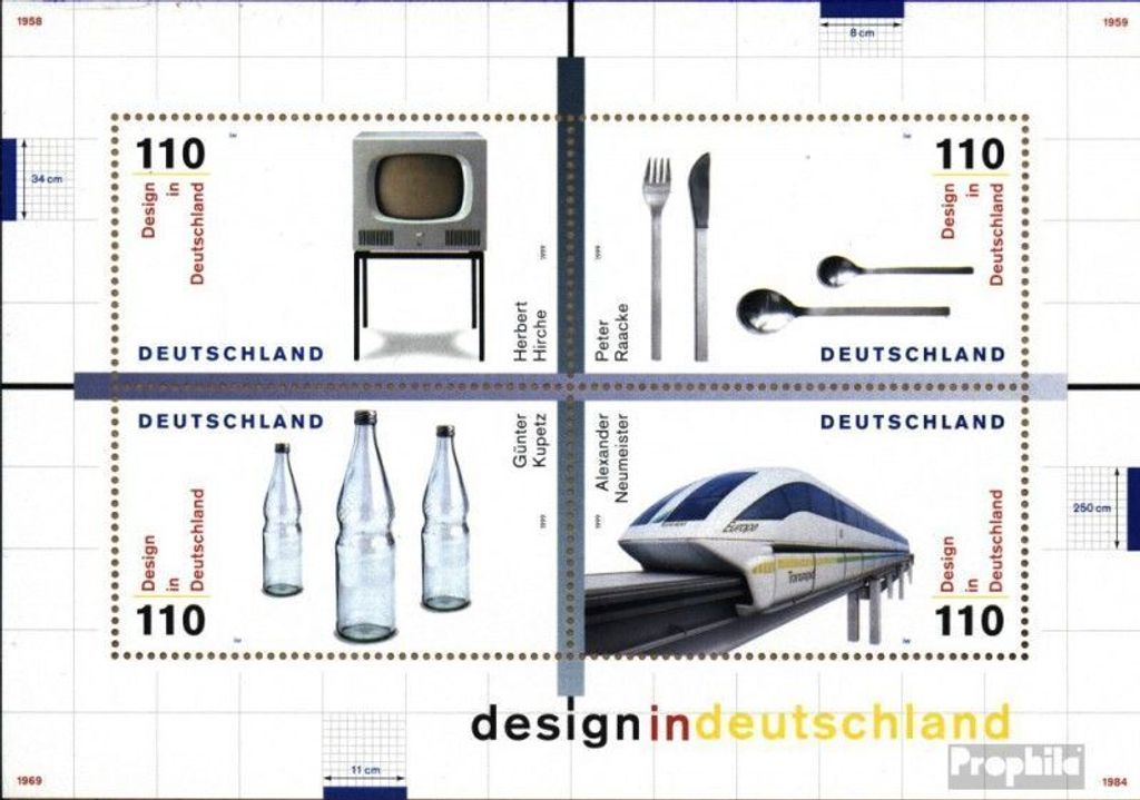 Briefmarken BRD (BR.Deutschland) 1999 Mi Block50 (kompl.Ausg.) Ersttagssonderstempel gestempelt Design