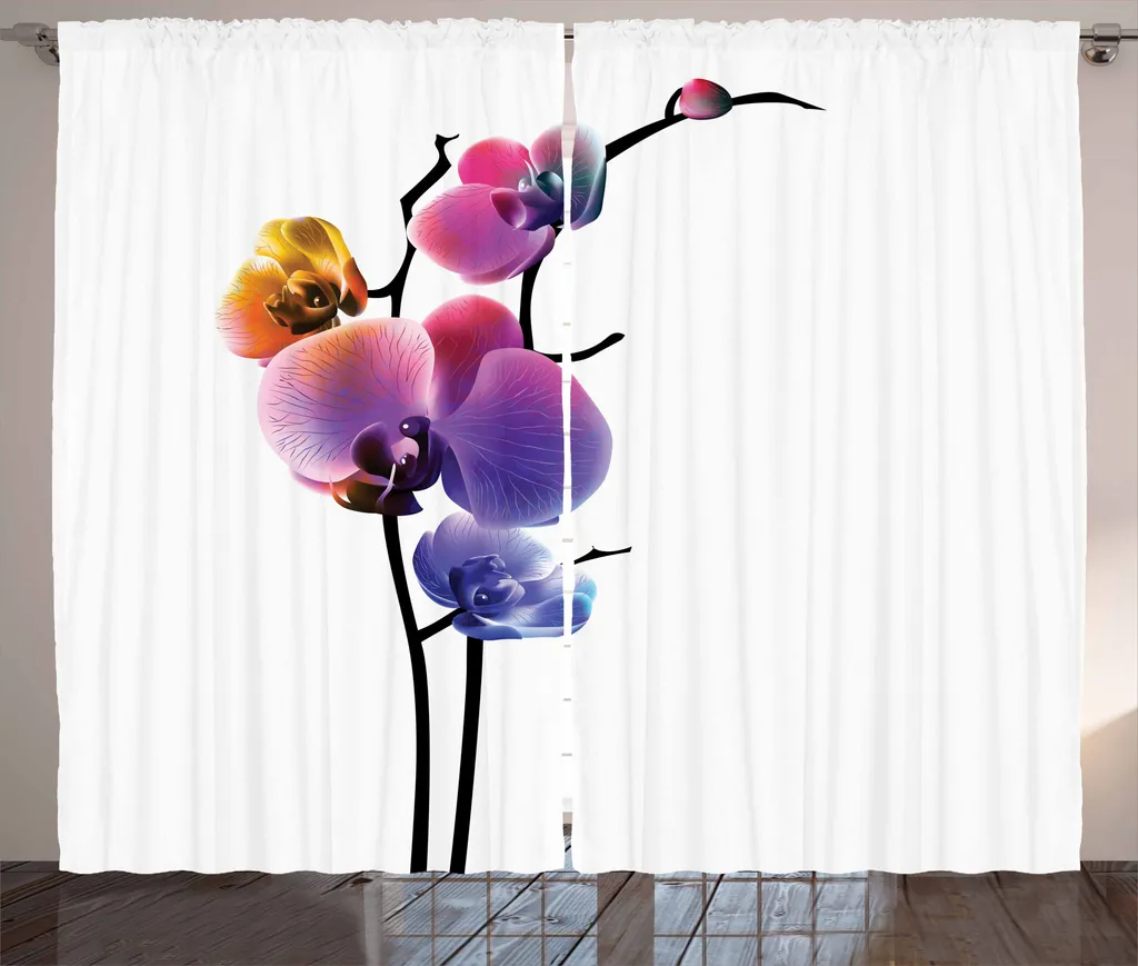 Tenda Rustica Orchidee ABAKUHAUS 280x175 cm per Soggiorno Classico