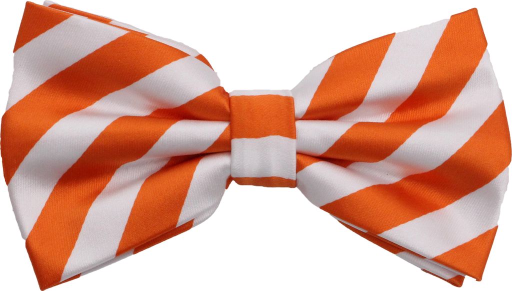 Fabio Farini - 1 Stück Herren Streifen Fliegen - Männer Querbinder Vorgebunden Bowtie Streifen - Weiß/Orange