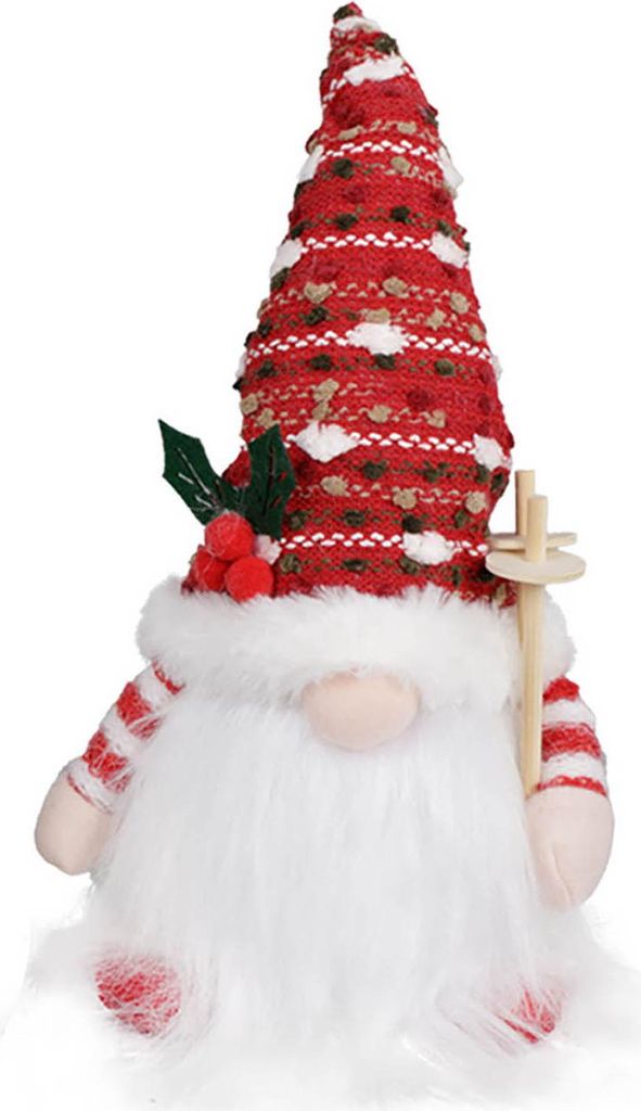 Weihnachtswichtel aus Plüsch mit Licht, 28 cm große, beleuchtete LED-Figur, kleiner, leuchtender schwedischer Wichtel für die festliche Tischdek...