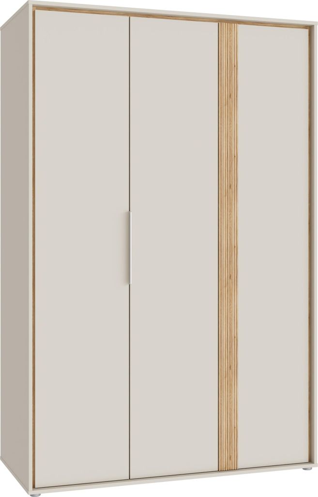 Furniture24 Kleiderschrank Wexlin Wexs831-M820 3 Türiger Drehtürenschrank 126.3 X 193.7 X 60 Cm - Sandbeige