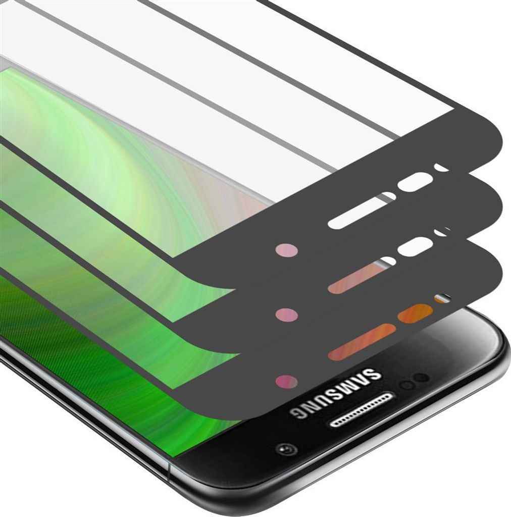 Cadorabo 3x Vollbild Panzer Folie für Samsung Galaxy S6 Schutzfolie in Schwarz Tempered Display-Schutzglas