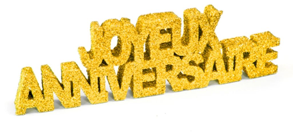 Tischdeko Happy Birthday Gold Glitzer 12 x 3,8 x 0,8 cm funkelnd - Einheitsgröße