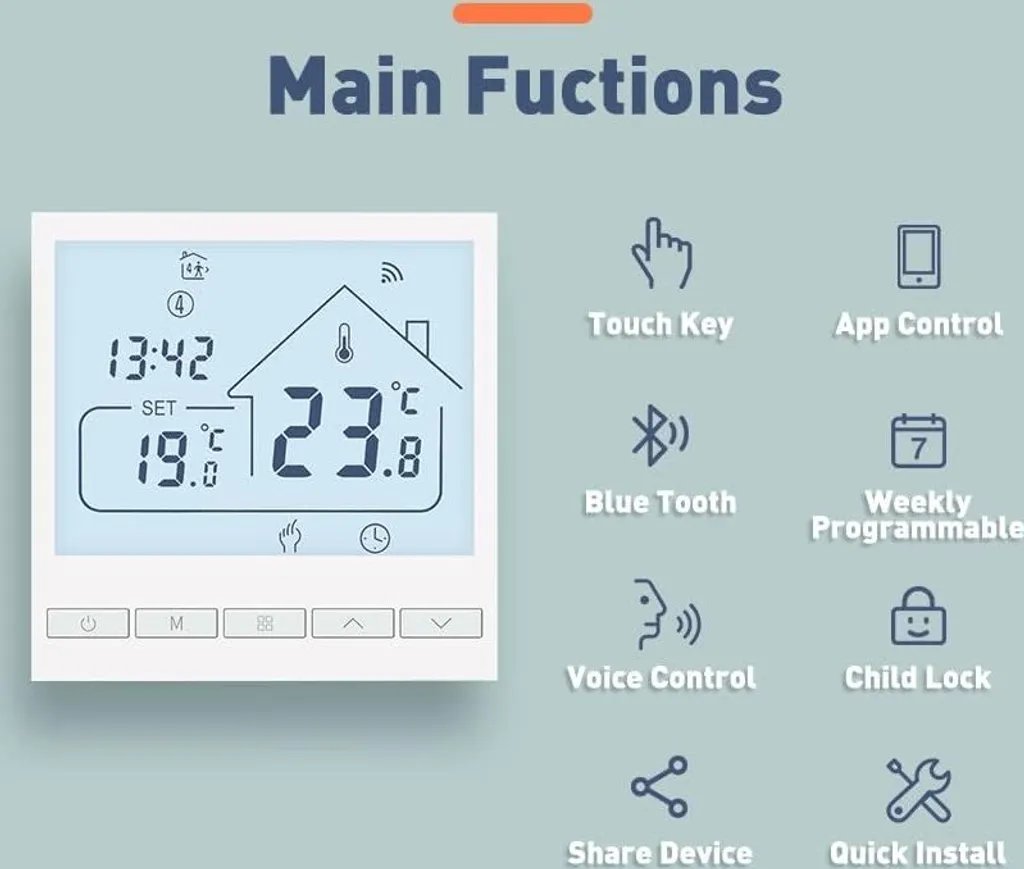 Thermostat Programmable Wi-Fi Beok pour Régulation Chauffage à Distance