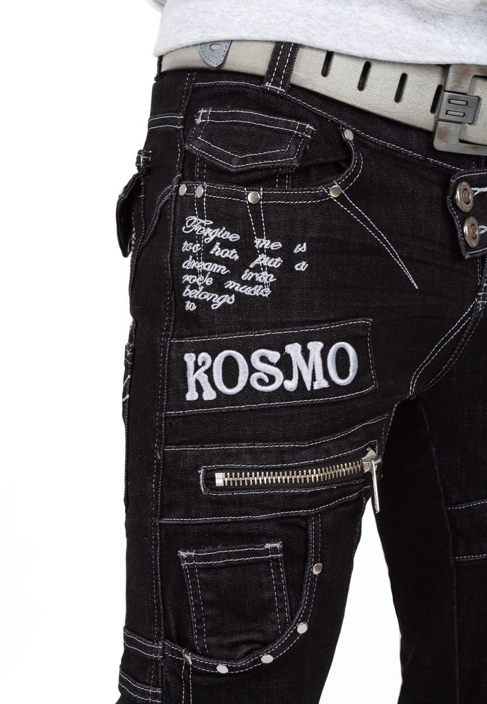 Jeans Vintage Brodé Kosmo Lupo K&M - Taille 44, Coupe Skinny, état Très Bon