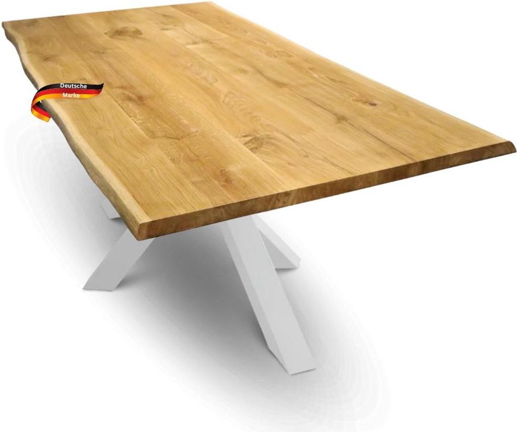 DELUKE Massivholzplatte Eiche mit Baumkante ERIK - 200x100cm | Tischplatte rechteckig Holzplatte Arbeitsplatte aus Massivholz