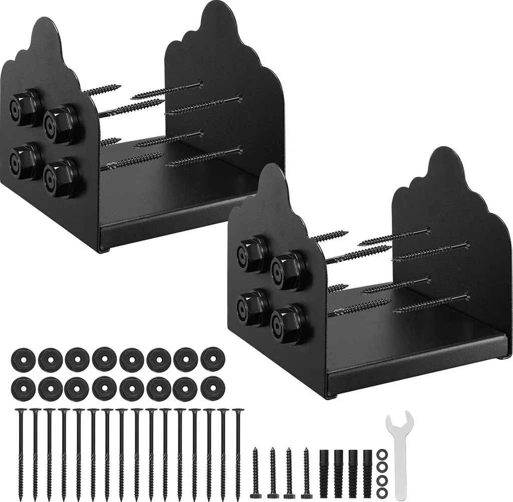 Support Poteau Acier Carbone Noir 200x190 mm Haute Résistance pour Jardin